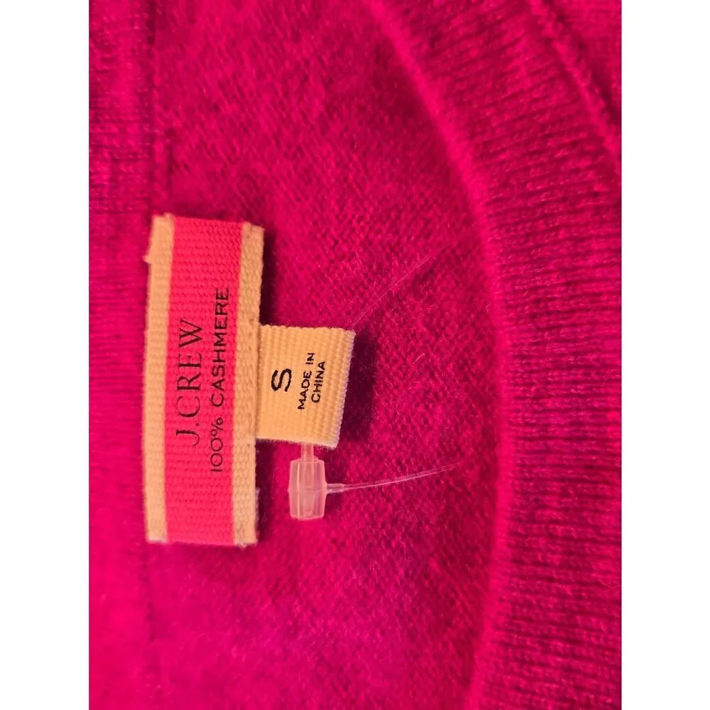 J. Crew Cashmere Short-Sleeve Crewneck Sweater - Fuchsia